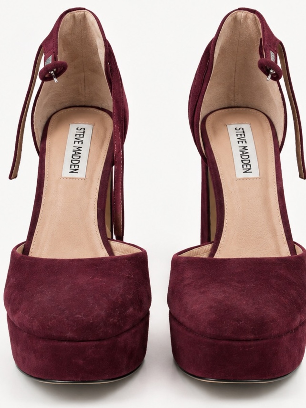 Steve Madden Burgundy Suede Platform Ankle Strap Heels